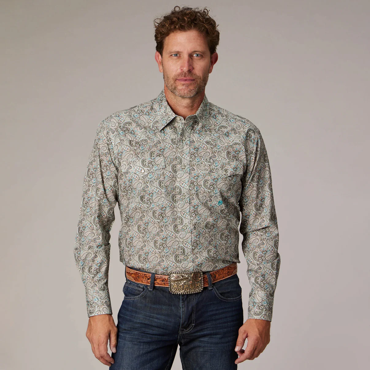 Roper Men's Long Sleeve Paisley Snap Shirt