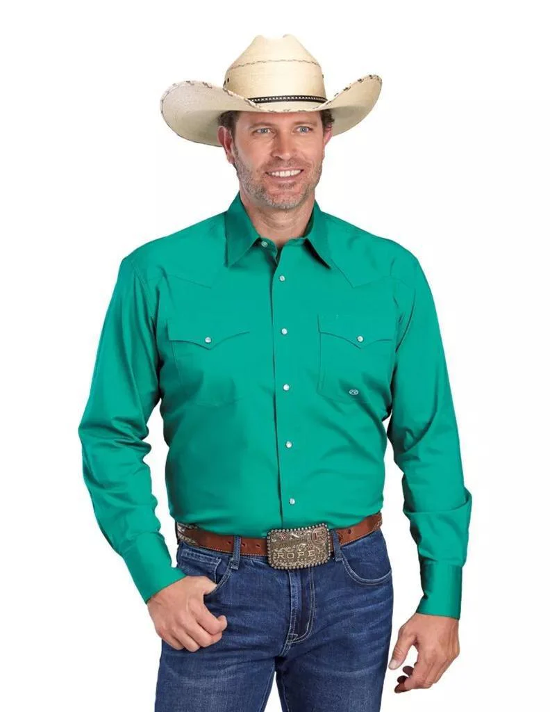 Roper Men's Long sleeves Snap Jade Green & Blue - Image 3