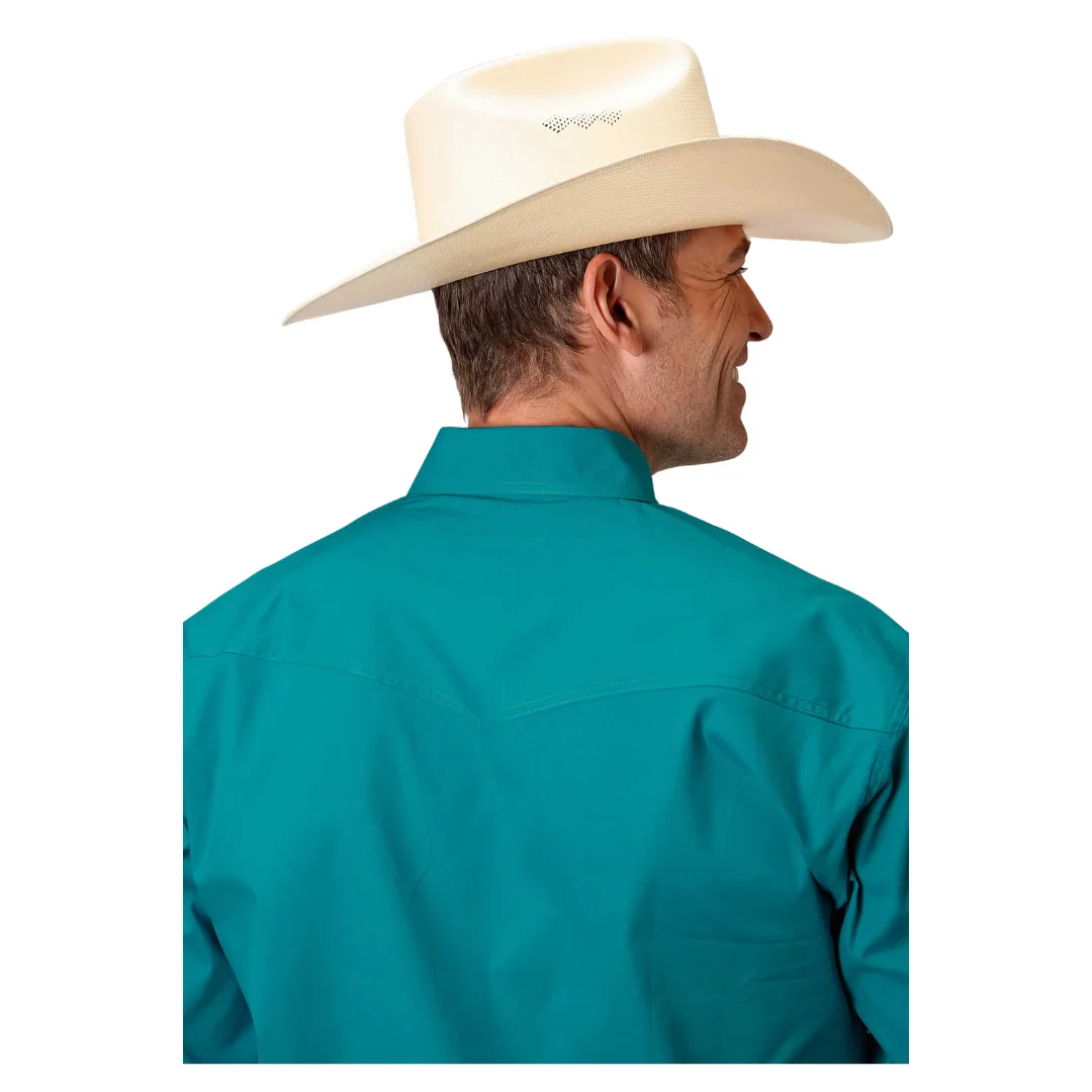 Roper Men's Long sleeves Snap Jade Green & Blue - Image 5
