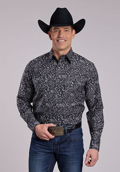 Roper Men's Paisley Printed Long Sleeve Snap Shirt
