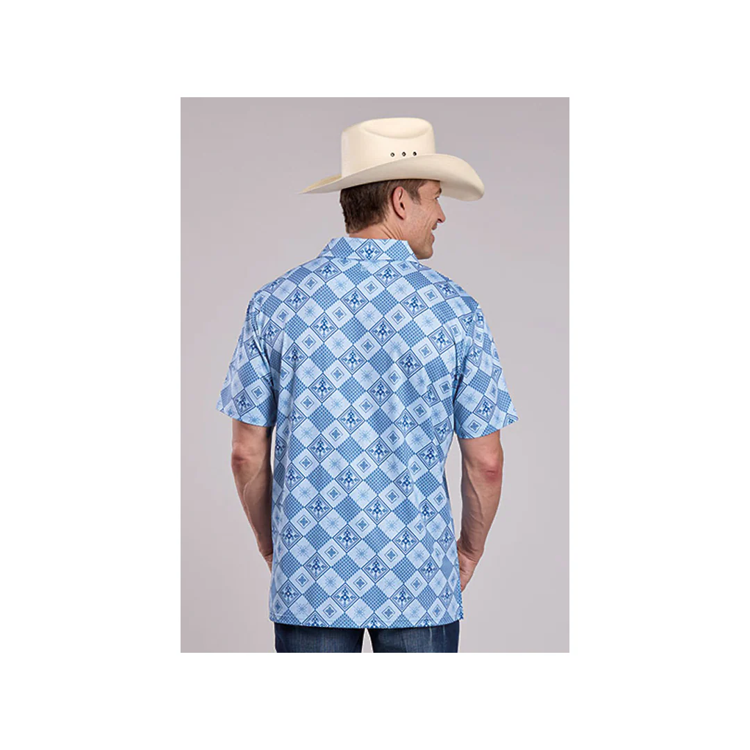 Roper Men's Retro Diamonds Print Short Sleeve Polo Shirt - Image 2