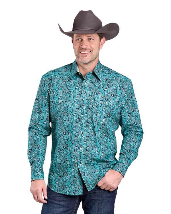 Roper Men's River Paisley Snap Long Sleeve Shirt