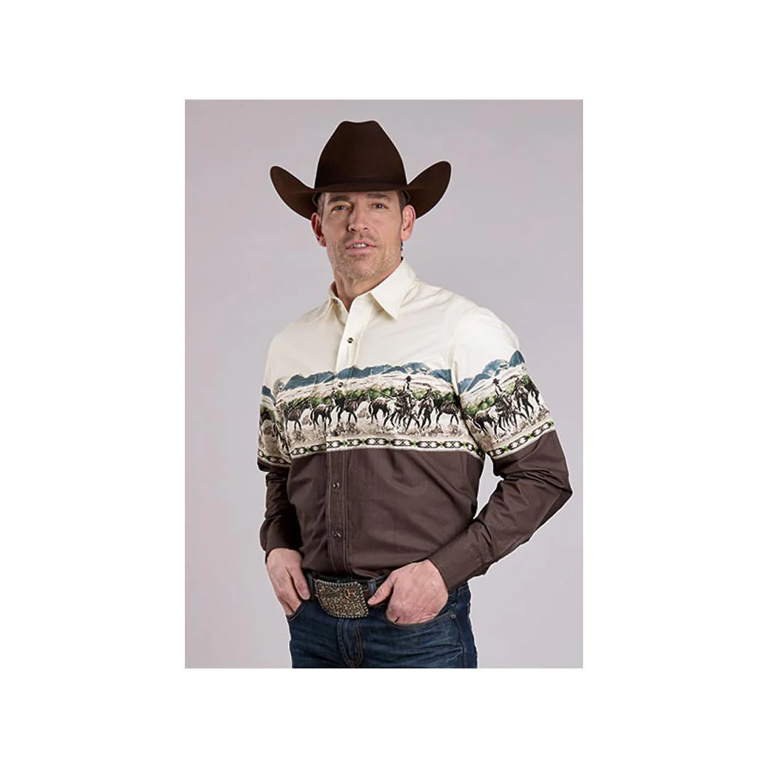 Roper Men's Scenic Print Long Sleeve Snap Western Shirt