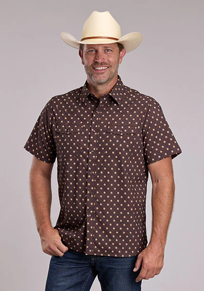 Roper Men's Short Sleeve Stretch Woven Shirt