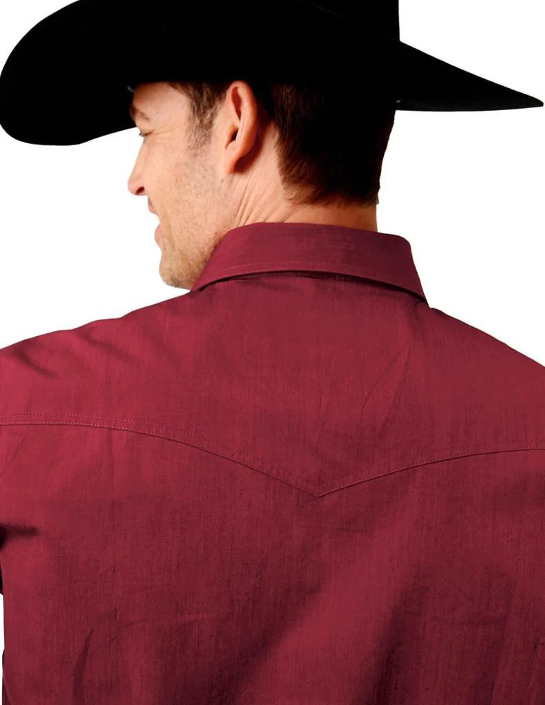 Roper Men's Western Shirt Solid In Wine - Image 2