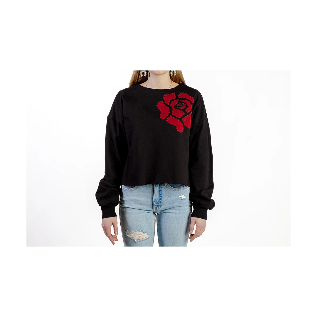 Roper Women's Black Fleece Crop Sweatshirt - Image 2