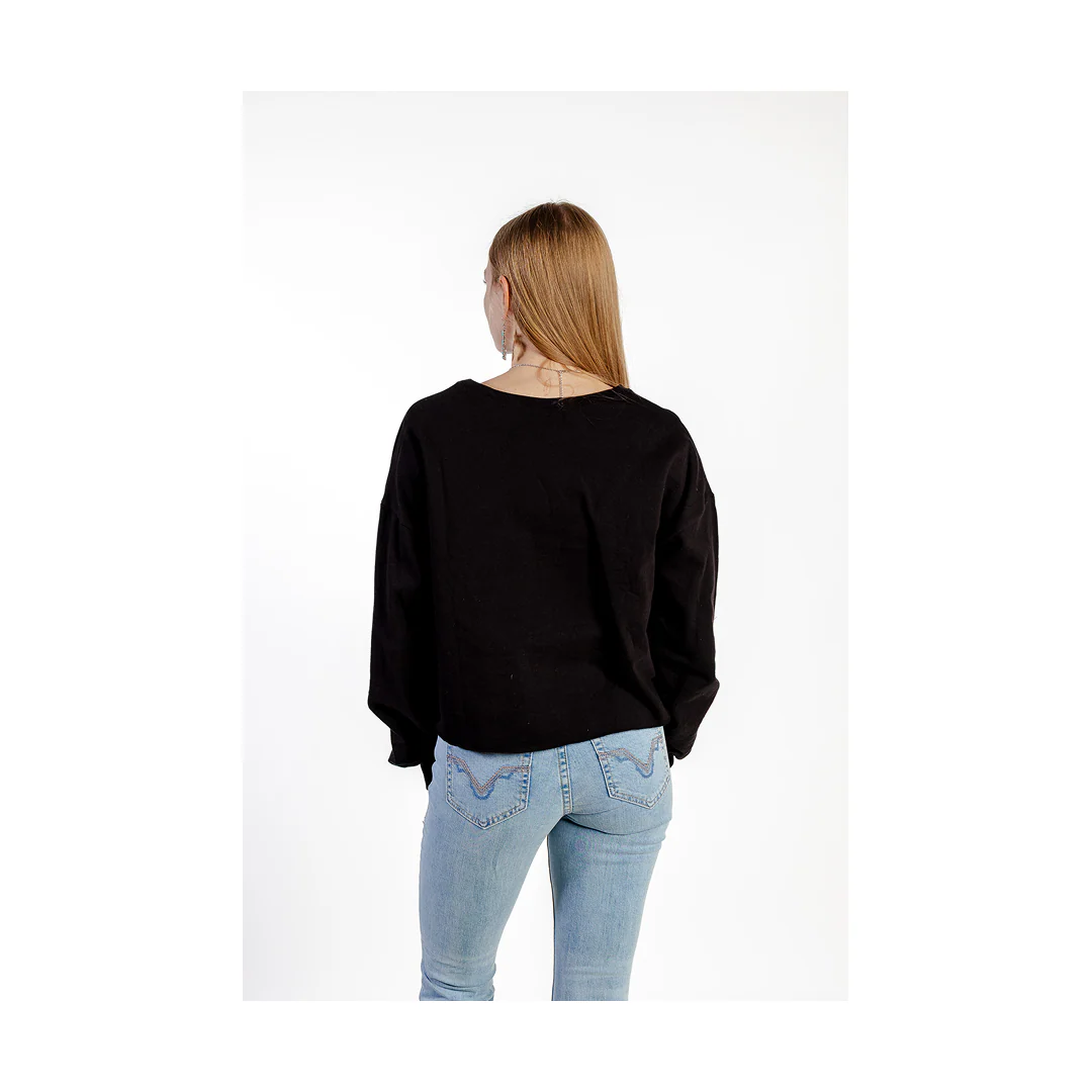 Roper Women's Black Fleece Crop Sweatshirt - Image 3