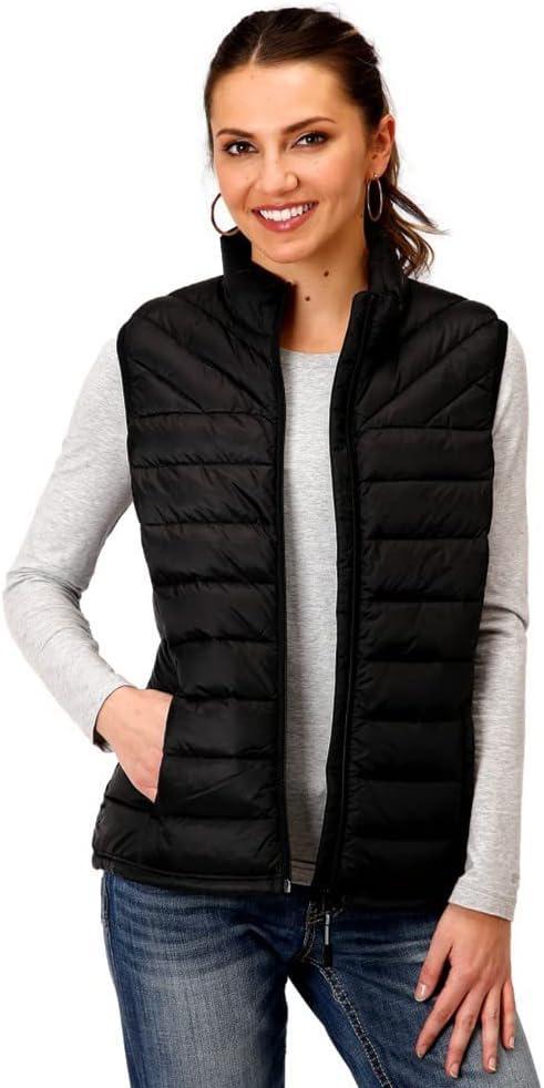 Roper Women's Western Vest Quilted Zip Black