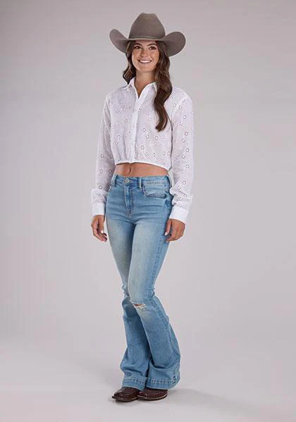 Roper Women's White Eyelet Long Sleeve Blouse - Image 4