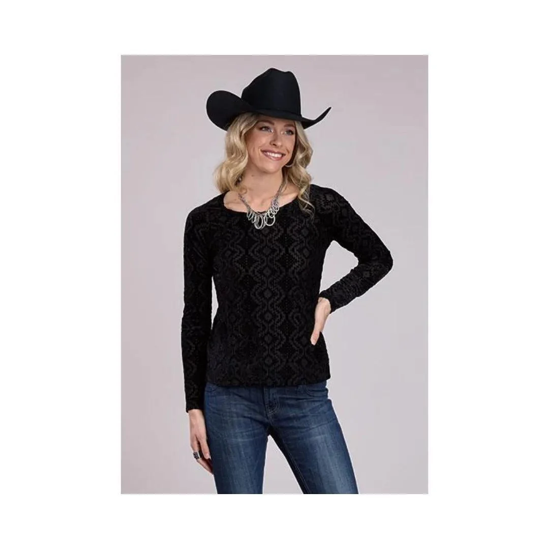 Roper Women's Wonderful Mesh "Velour" Burnout Top Raglan Sleeve - Image 4