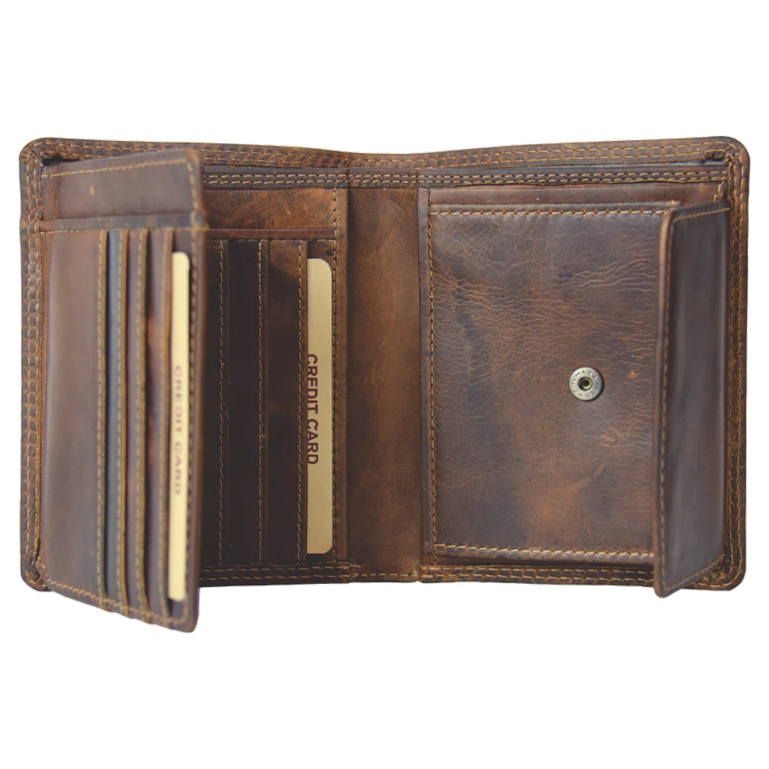 Rugged Earth Men's Leather Wallet w/ Coin Pocket