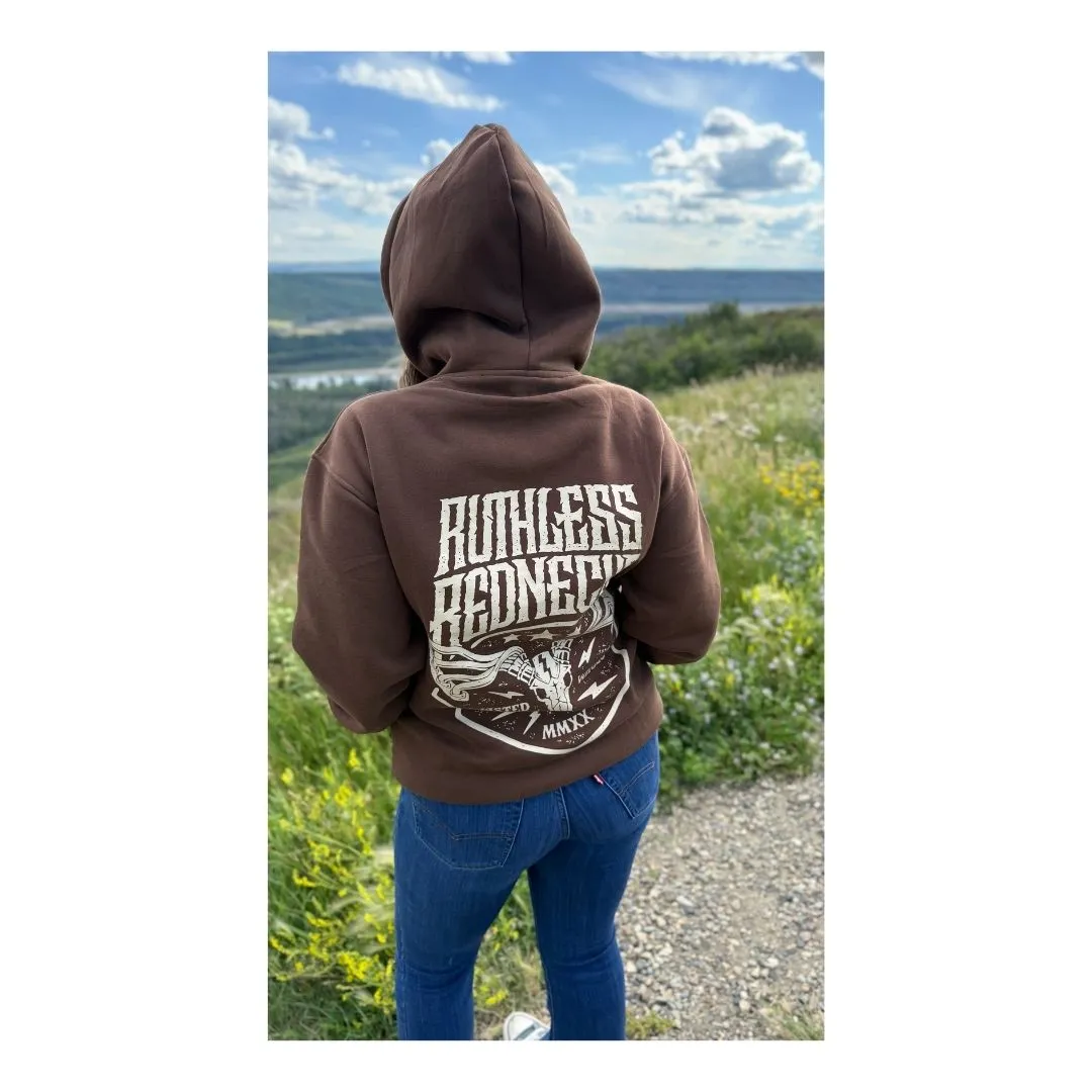 Ruthless Rednecks Roadkill - Supercharged 12oz Hoodie Brown - Image 3