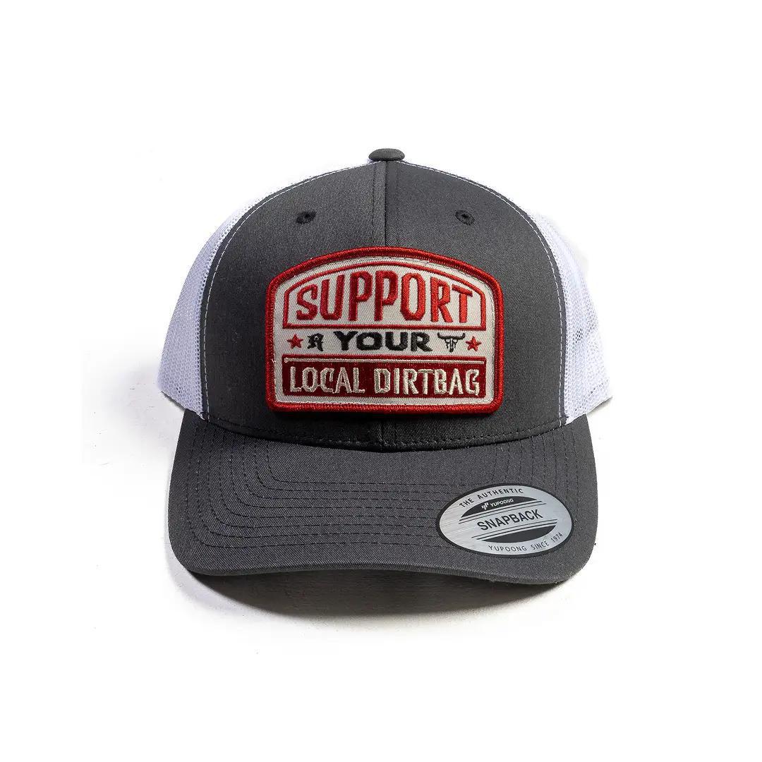 Ruthless Rednecks Support Your Local Dirtbag Curved Brim Charcoal White Hat - Image 2