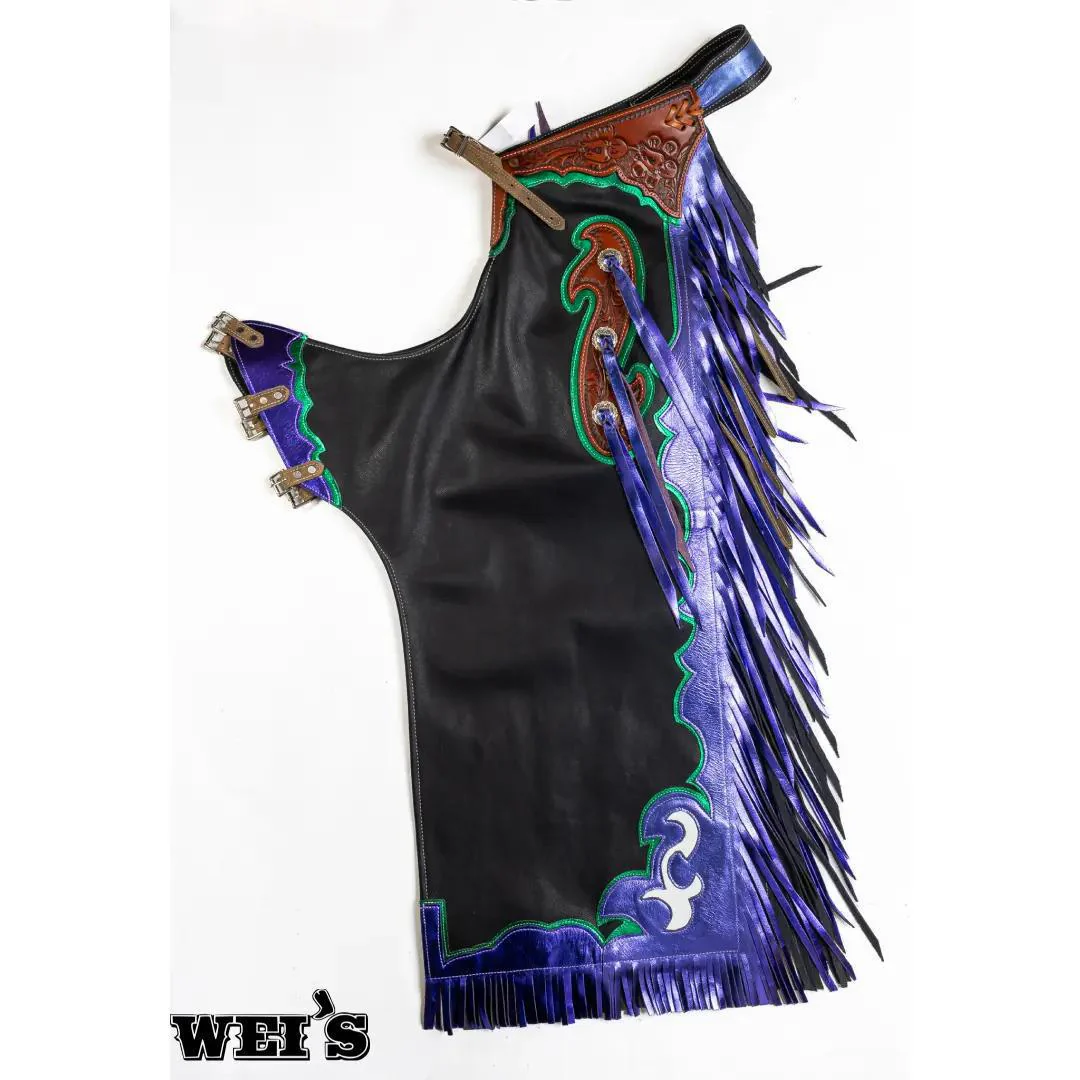 Saddle Barn Pro Rough Stock Leather Rodeo Chaps