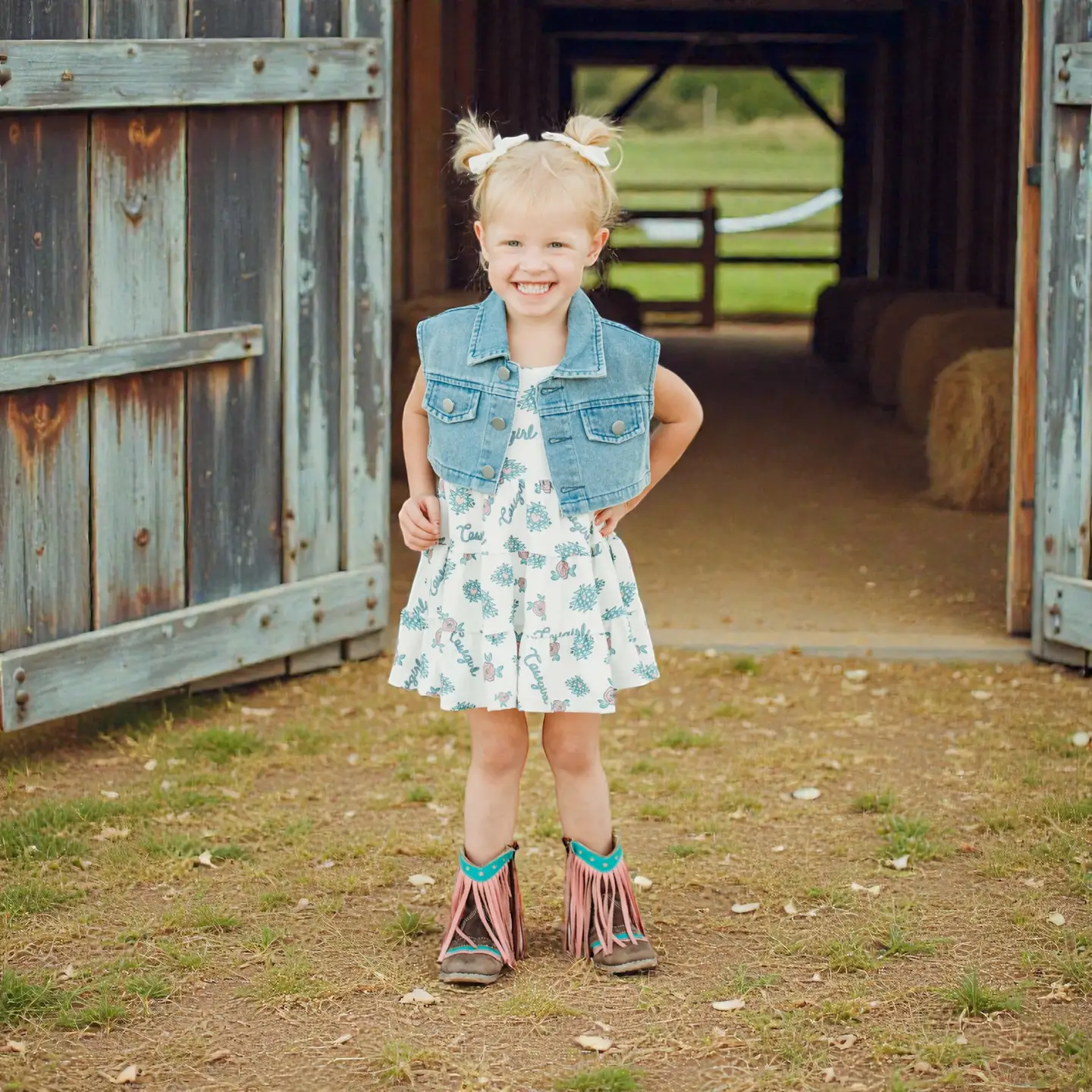 Shea Baby 2 pc Retro Cowgirl Vest & Dress Set - Image 2