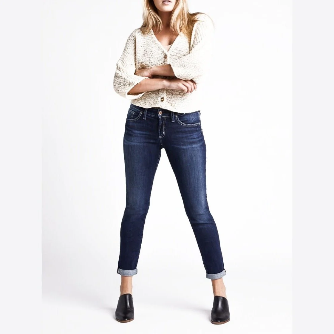 Silver Jeans Women’s Mid Rise Boyfriend Fit Slim Leg - Clearance - Image 2