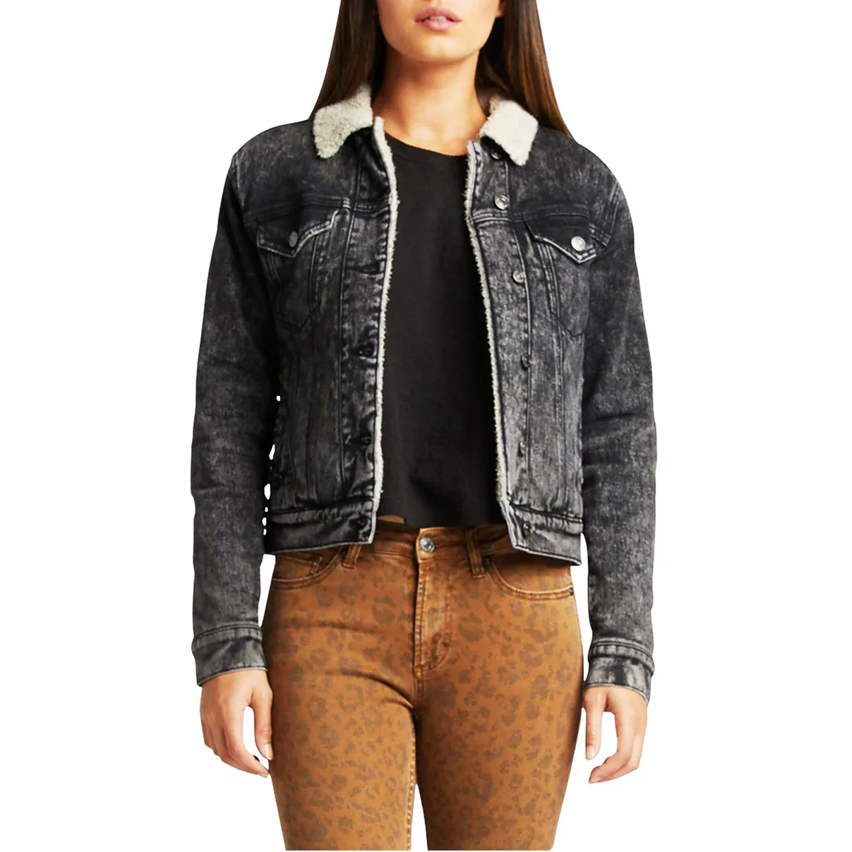 Silver Jeans Women's Jacket Denim Sherpa Lined - Image 10