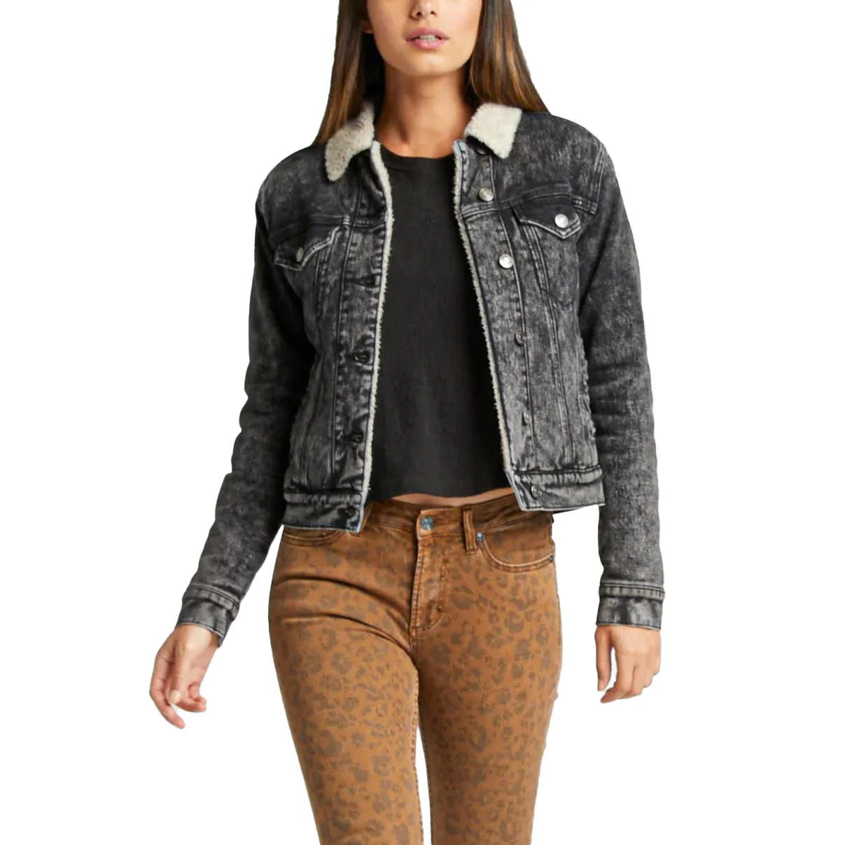 Silver Jeans Women's Jacket Denim Sherpa Lined - Image 11