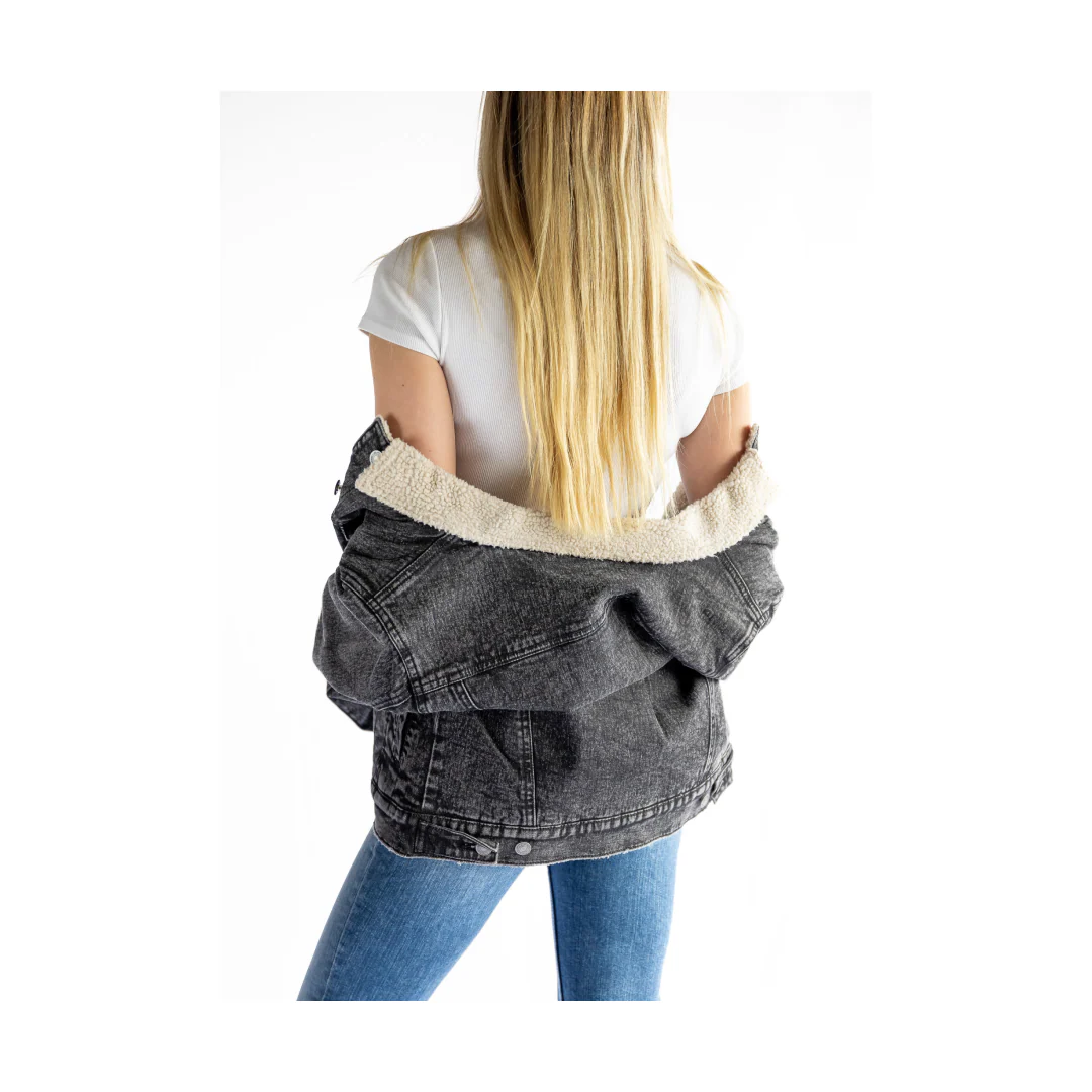 Silver Jeans Women's Jacket Denim Sherpa Lined - Image 4