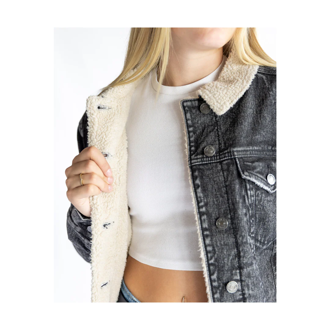 Silver Jeans Women's Jacket Denim Sherpa Lined - Image 5