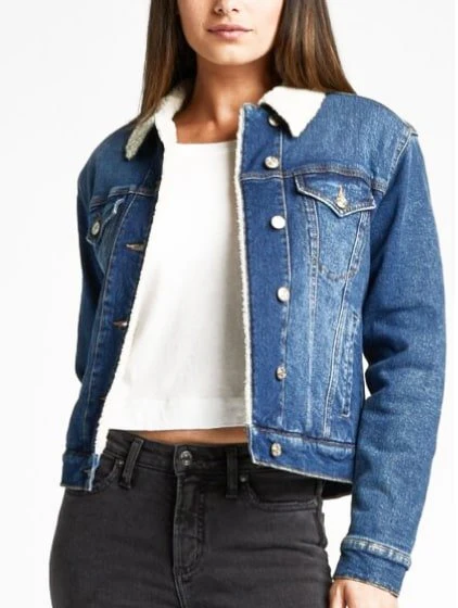 Silver Jeans Women's Jacket Denim Sherpa Lined - Image 6