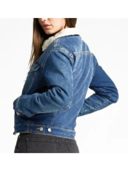 Silver Jeans Women's Jacket Denim Sherpa Lined - Image 7