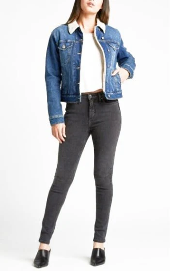 Silver Jeans Women's Jacket Denim Sherpa Lined - Image 8