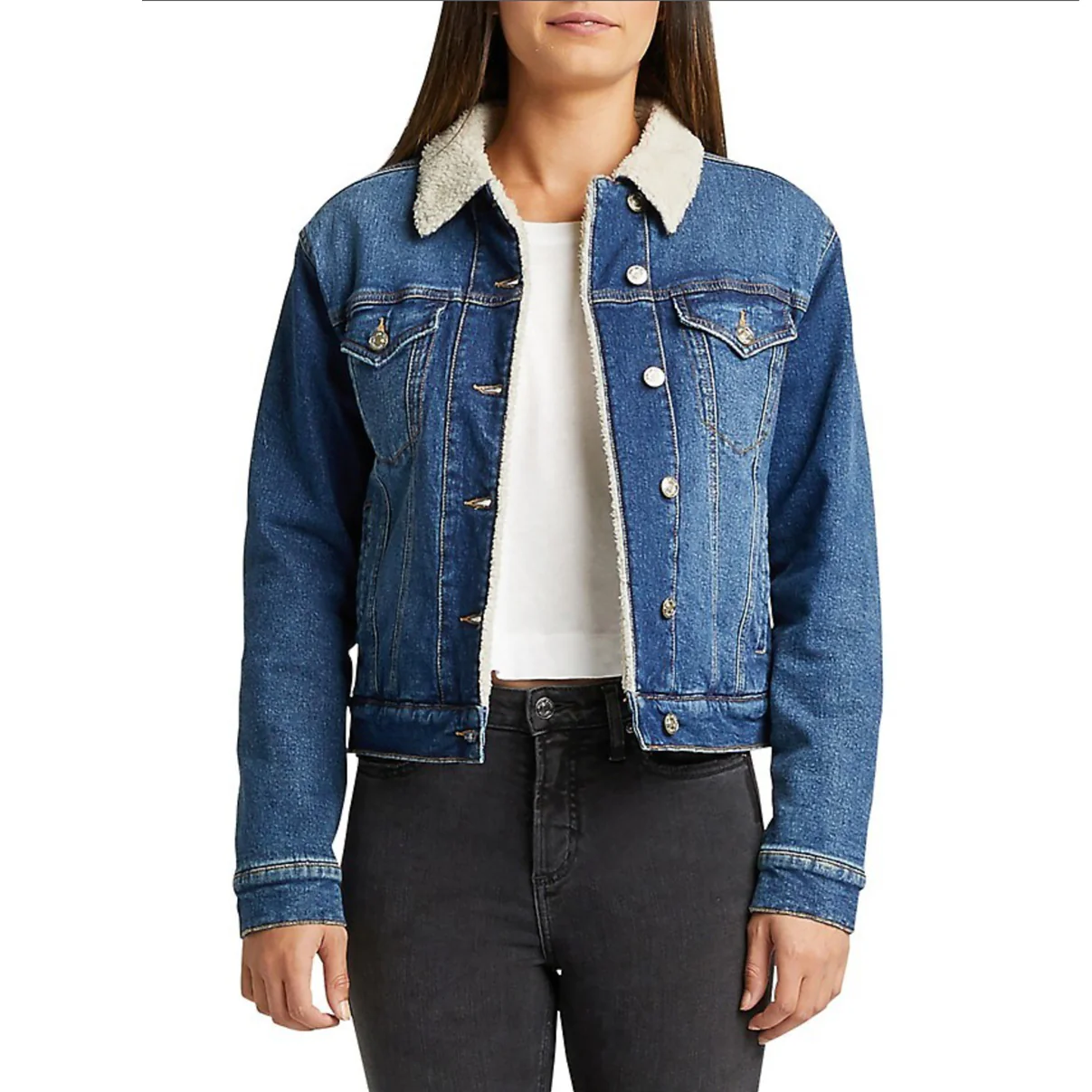 Silver Jeans Women's Jacket Denim Sherpa Lined - Image 9