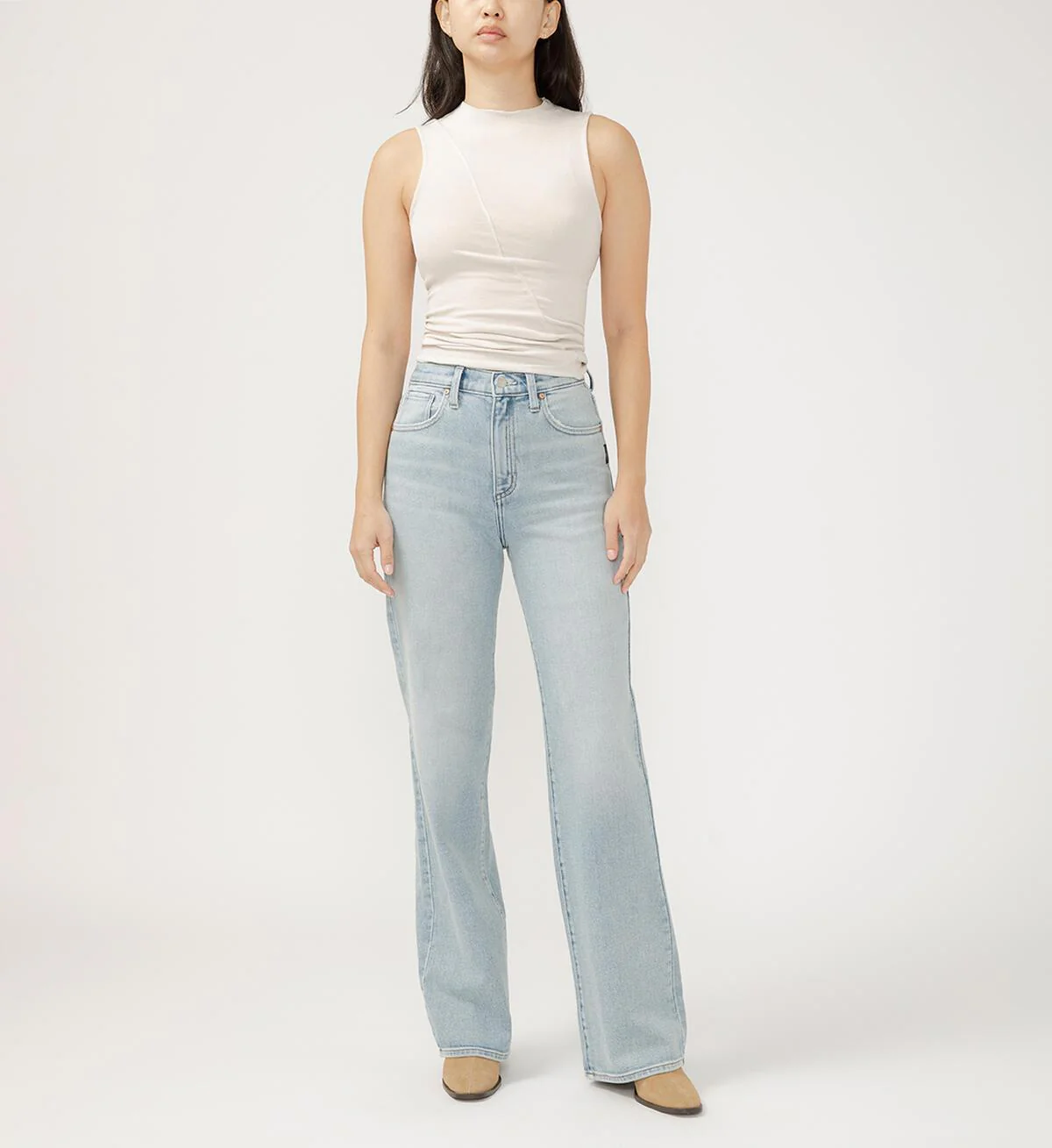 Silver Women's Highly Desirable High Rise Trouser Leg Jeans - Image 4
