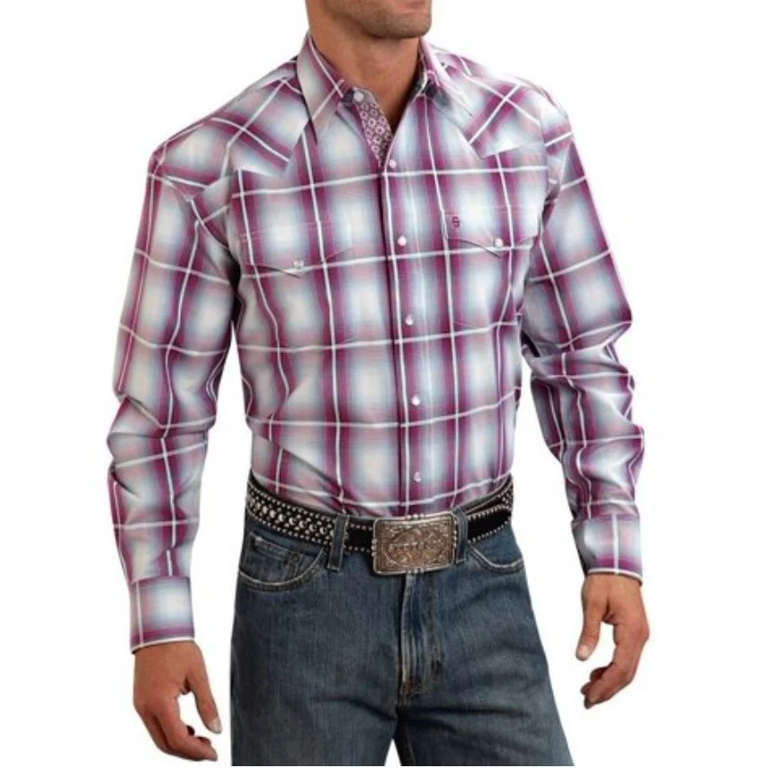 Stetson Men’s Shirt Long Sleeve Plaid Snaps