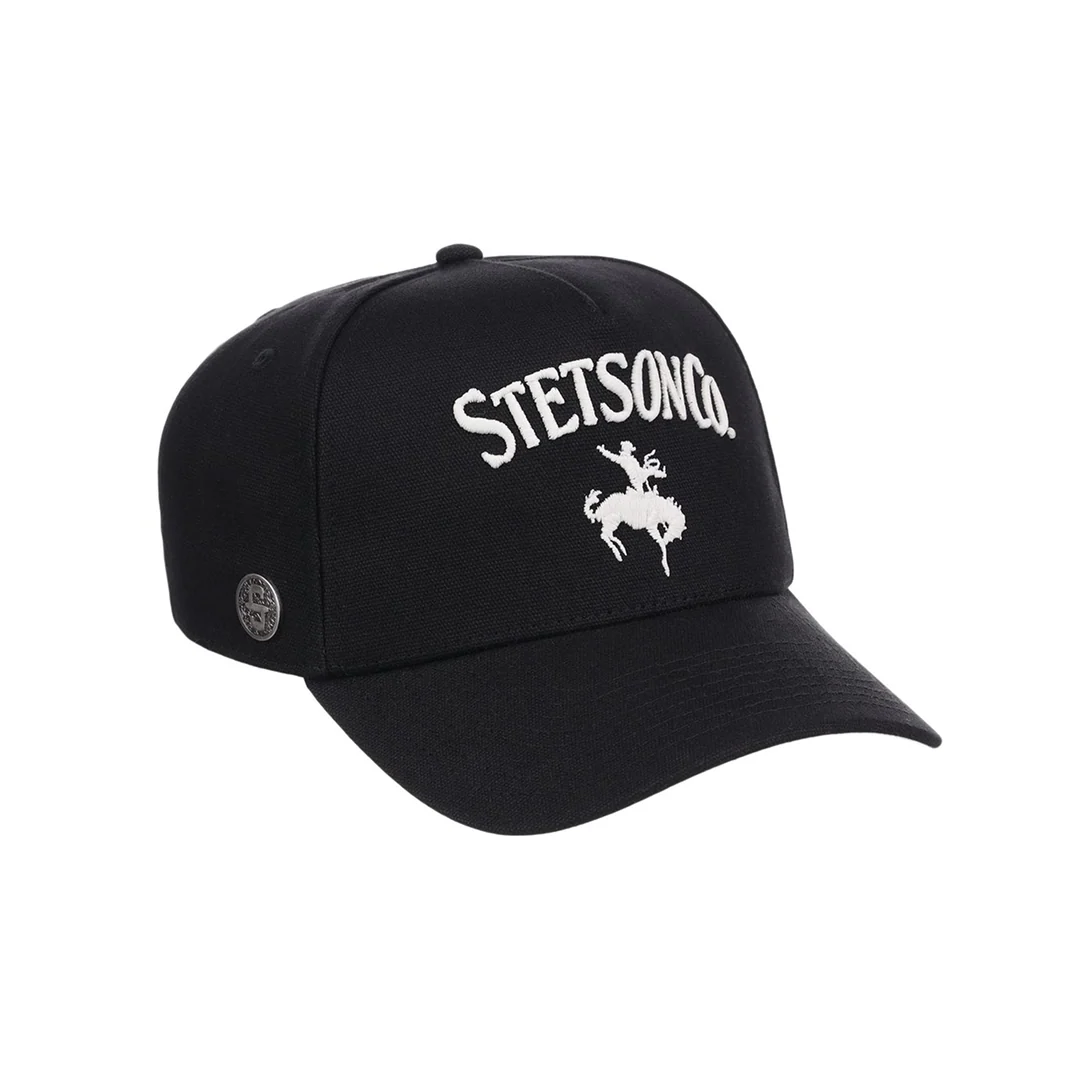 Stetson Solid Black Logo Curved Brim Cap