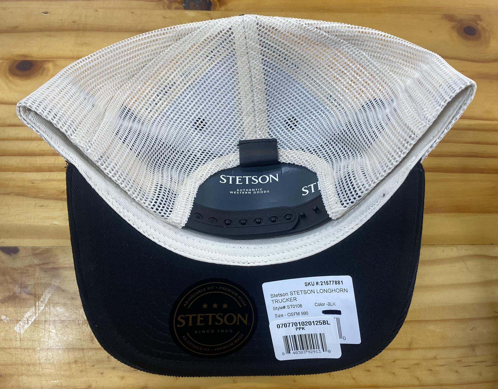 Stetson Trucker Ball Cap Longhorn In Black/Cream - Image 2