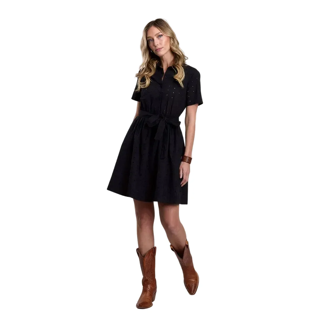Stetson Women's Black Cotton Eyelet Shirt Dress