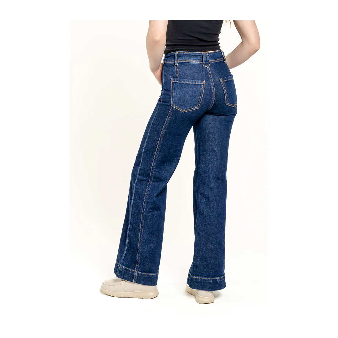 Stetson Women's High Waisted Side Stitched Wide Leg Jeans - Image 3