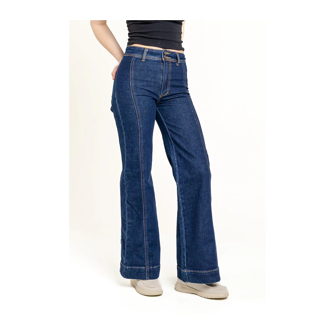 Stetson Women's High Waisted Side Stitched Wide Leg Jeans - Image 4