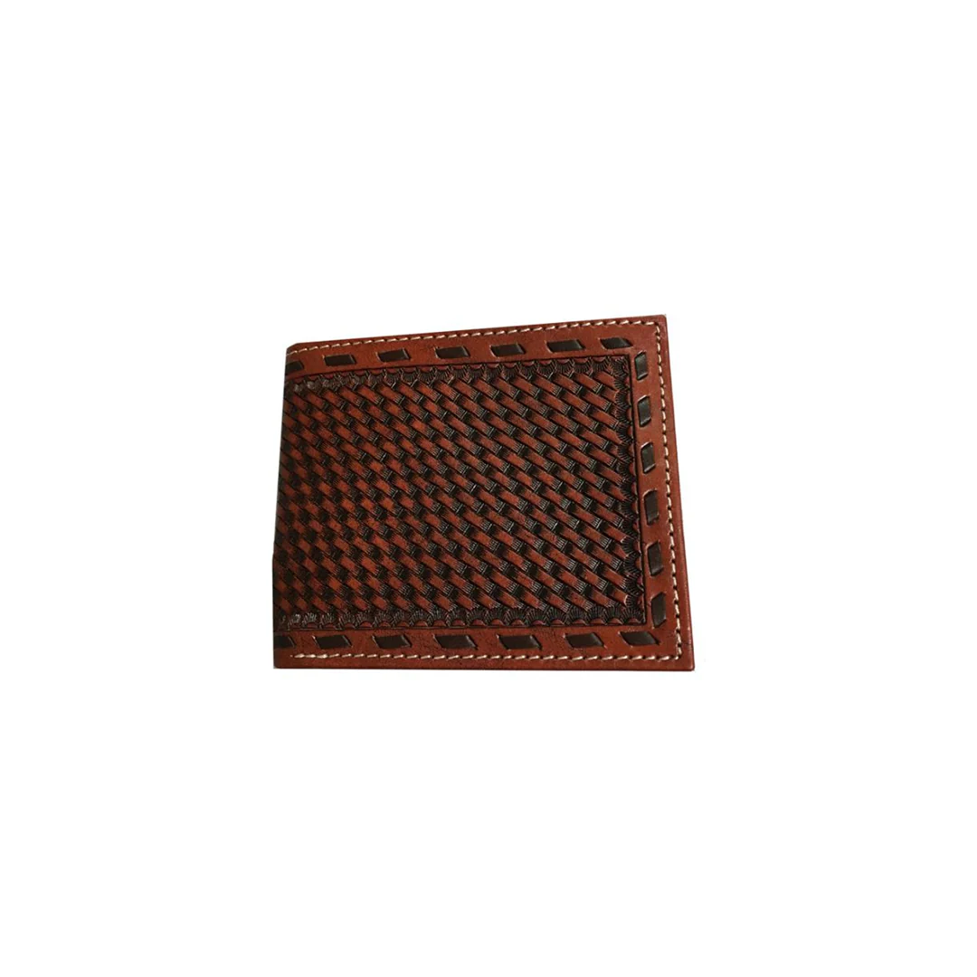 Twisted X Leather Tooled Bi Fold Wallet With Buckstitch