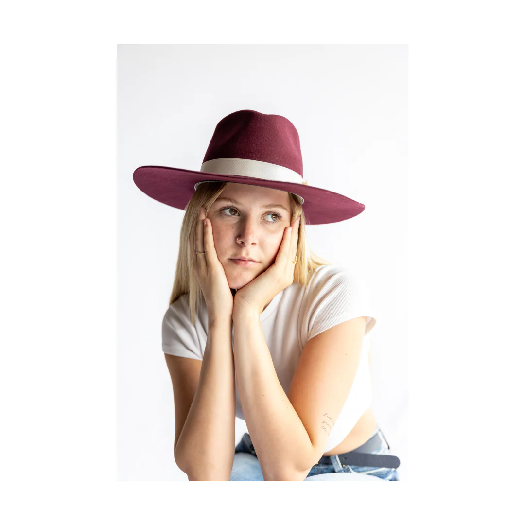 Twister Hat Women's Wool Fashion Hat Maroon -CLEARANCE