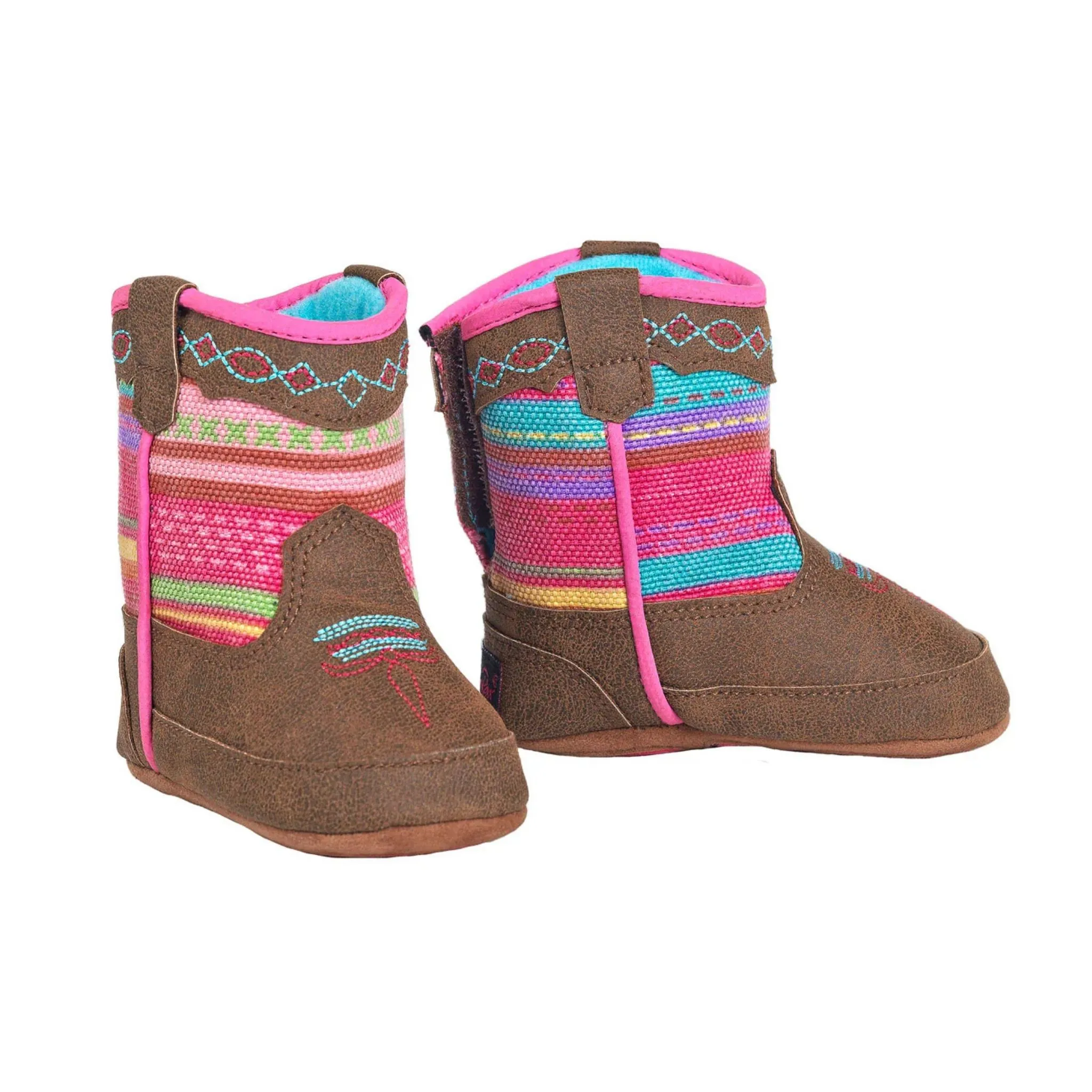 Twister Infant Baby Bucker Camilla Brown/Multi-Colored Aztec Booties