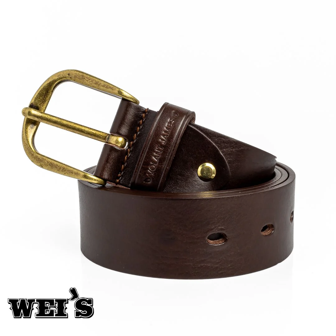 Volant James Leather Belt Distressed Black/Brown Belts - Image 4