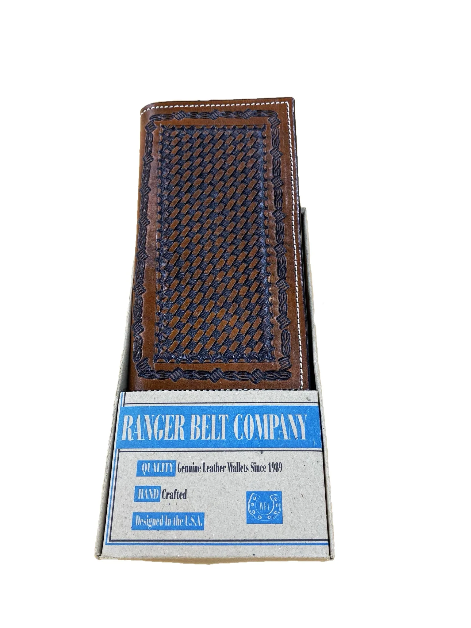Western Fashion Accessories Men's Barbwire Tooled Leather Wallet - Image 2