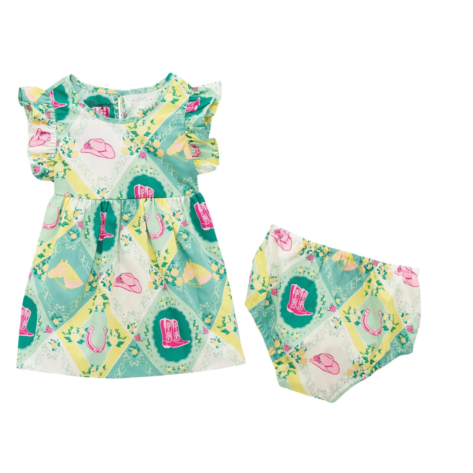 WRANGLER BABY GIRL DRESS GREEN PRINT