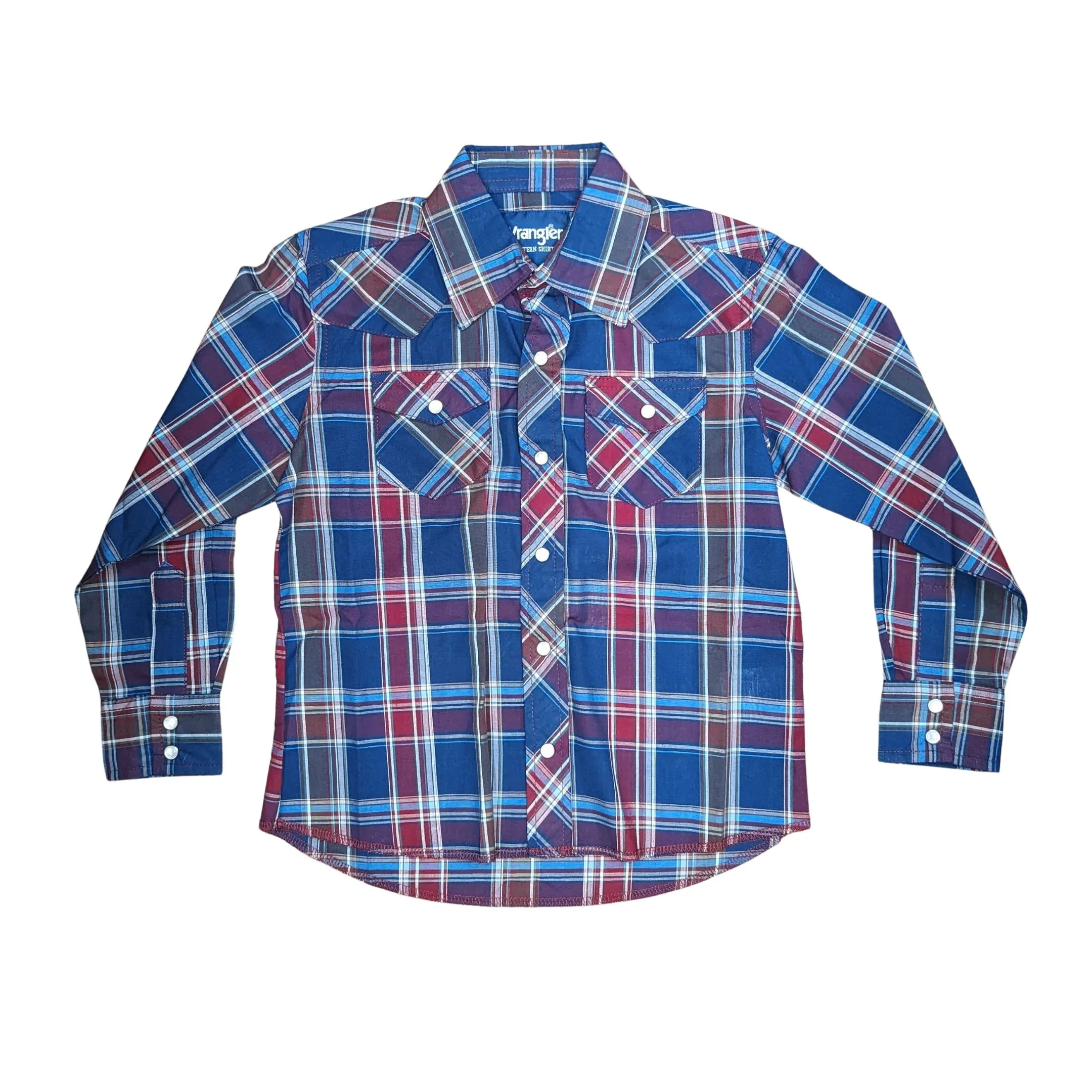 Wrangler Boy's Assorted Long sleeve Shirt - Dark Brown/Navy Striped