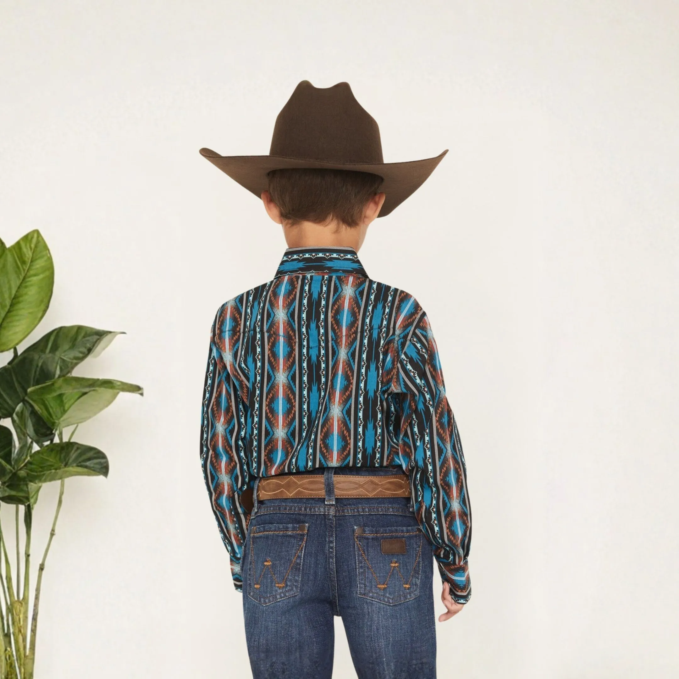 Wrangler Boy's Checotah Print Long Sleeve Button Up - Image 2