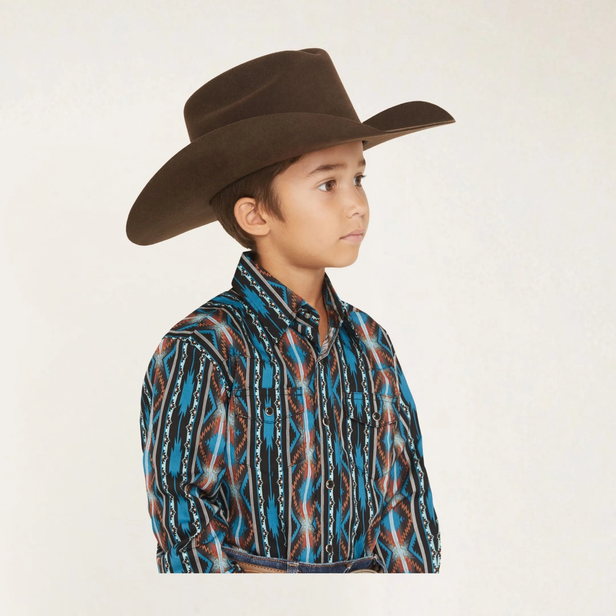 Wrangler Boy's Checotah Print Long Sleeve Button Up - Image 3
