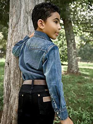 Wrangler Boy's Cowboy Cut Western Denim Long Sleeve Shirt - Image 2