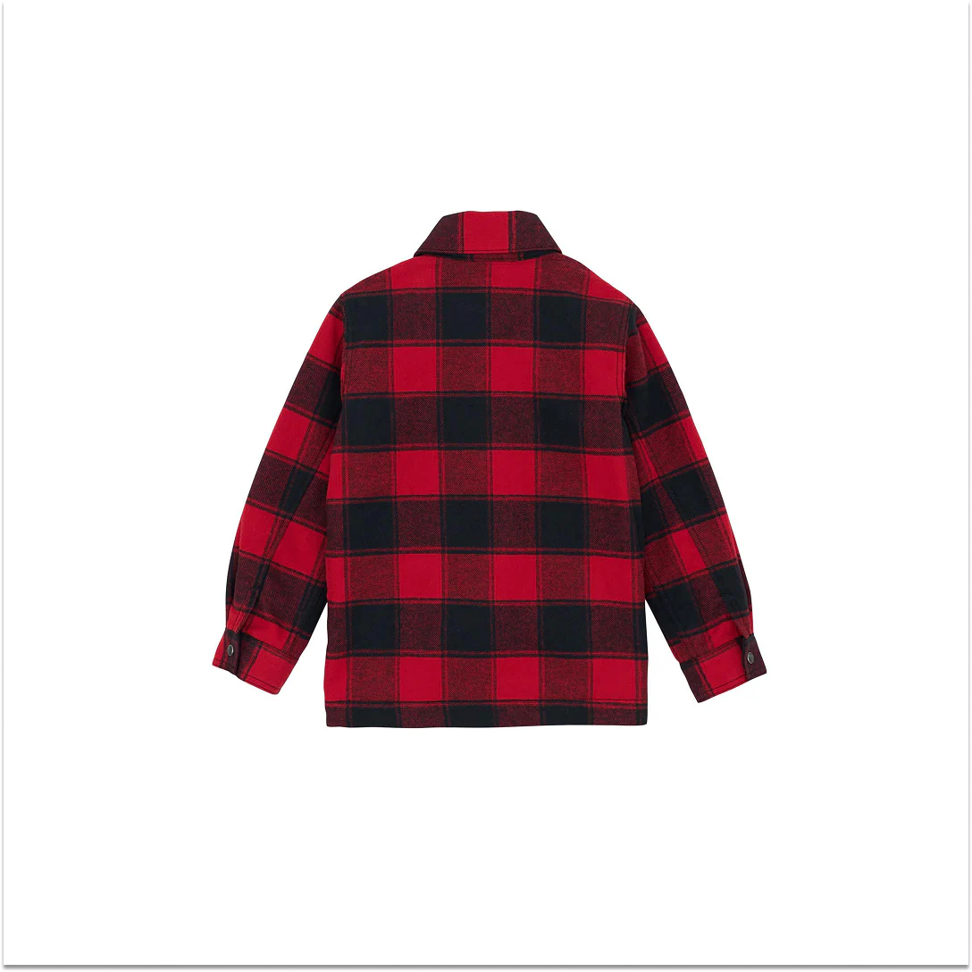 Wrangler Boy's Flannel Shirt Jacket Quilted Lined Red Buffalo - Image 2