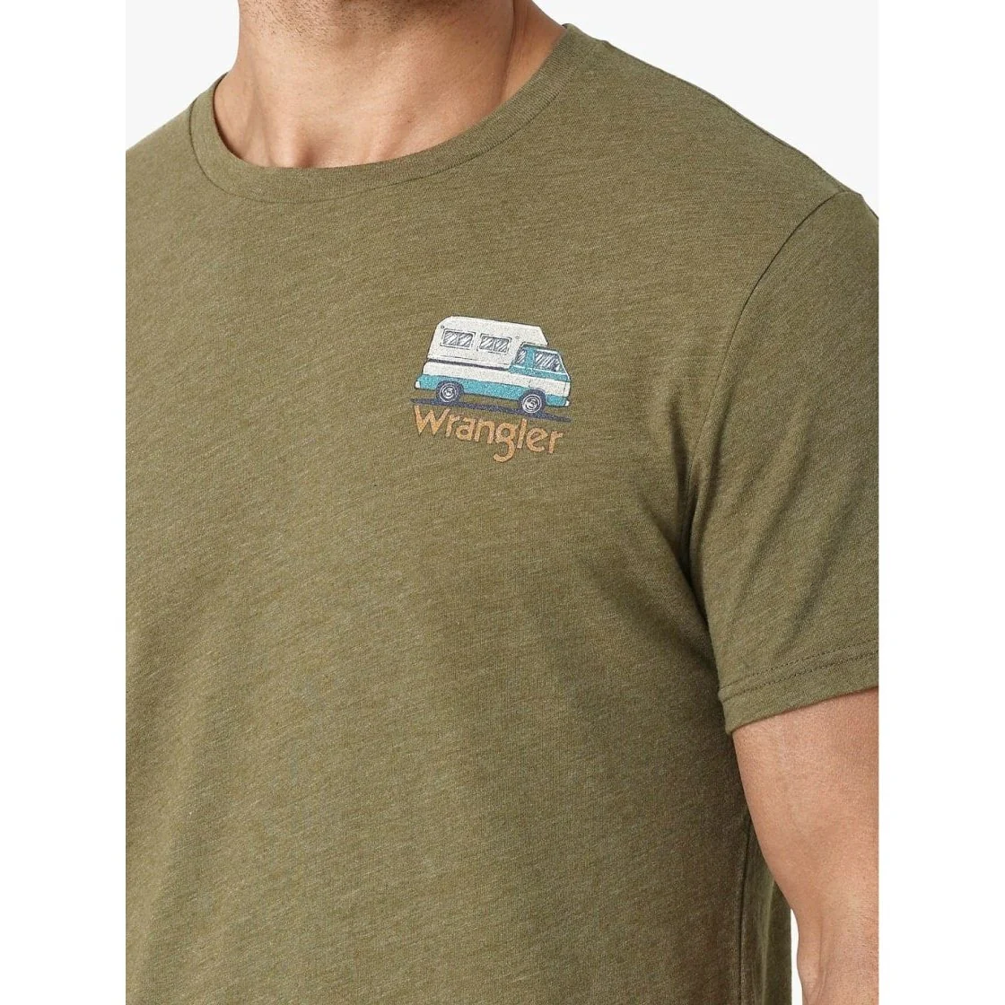 Wrangler Men’s T-Shirt Capulet Olive with Camper Graphic - Image 3