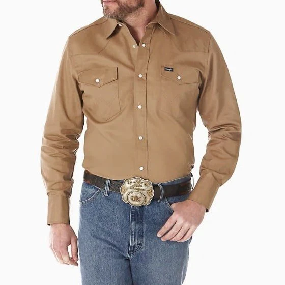 Wrangler Men’s Shirt Western Work Long Sleeves Snaps Firm Finish