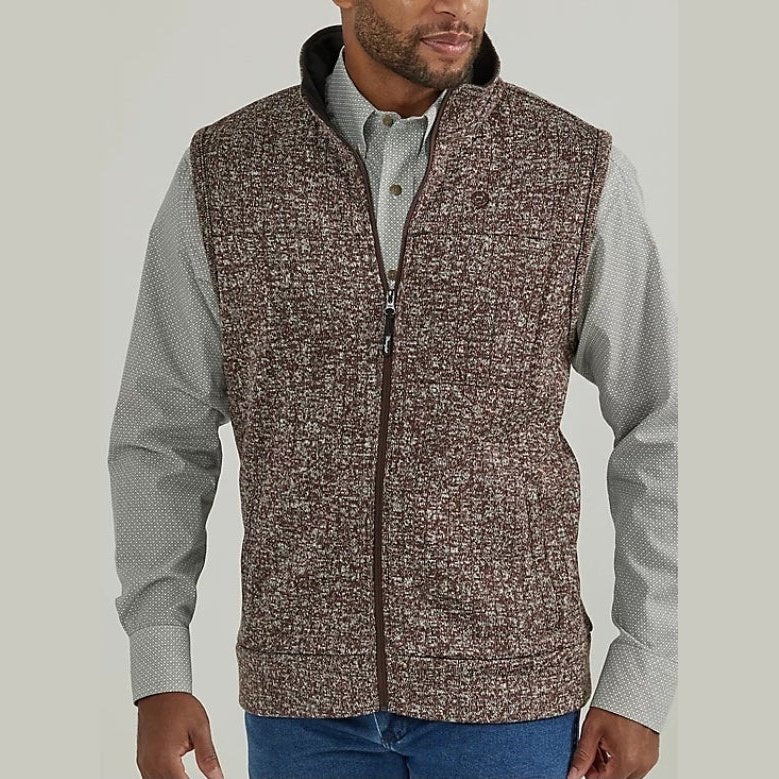 Wrangler Men’s George Strait Zip Front Brown Knit Vest