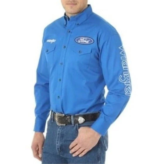 Wrangler Men’s Shirt Western Long Sleeve Button Down Ford Logo